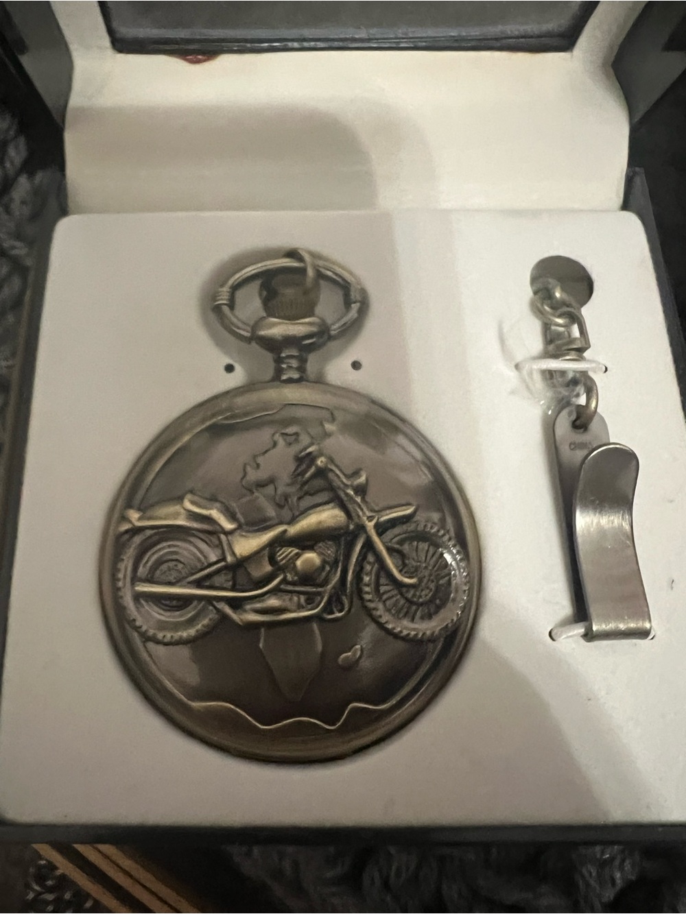 Vintage-Style Motorcycle Pocket Watch - Bronze Tone